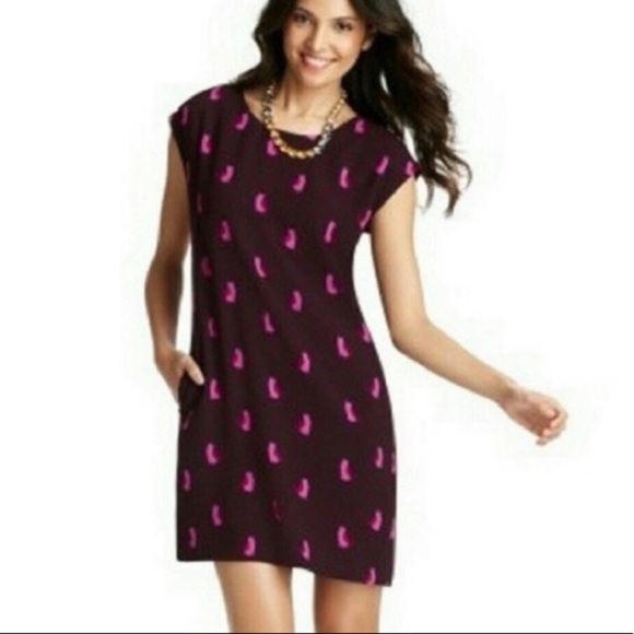 LOFT Smitten Kitten Burgundy Cat Cap Sleeve Dress with Pockets Size Medium - Picture 12 of 12
